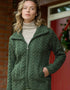 Aran Crafts Double Collar Trinity Cardigan | Green