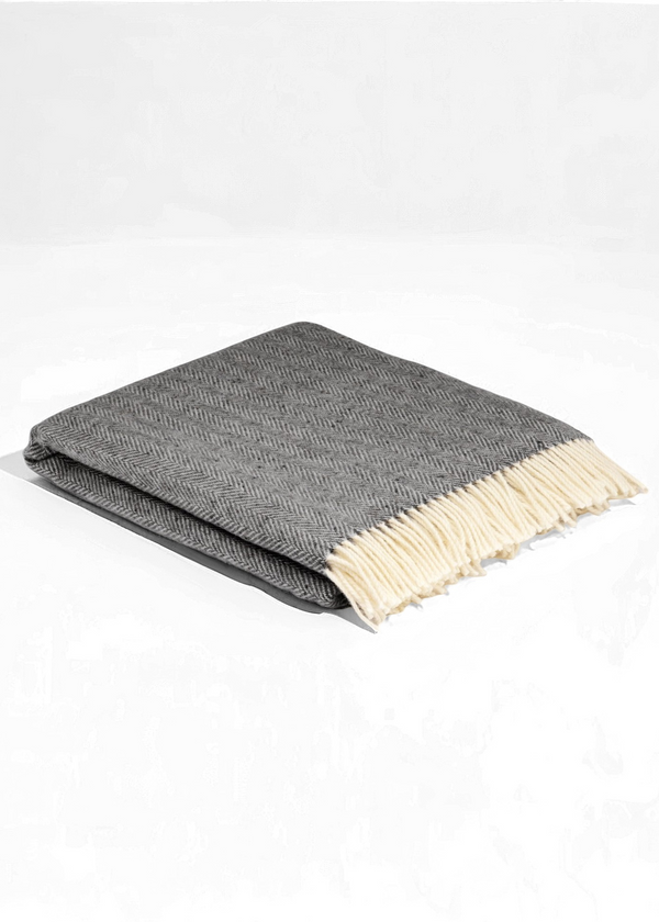 McNutt Herringbone Blanket Throw | Storm Gray