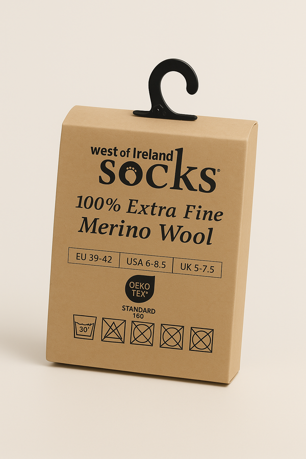 West Of Ireland Merino Socks | Blue Denim Toe