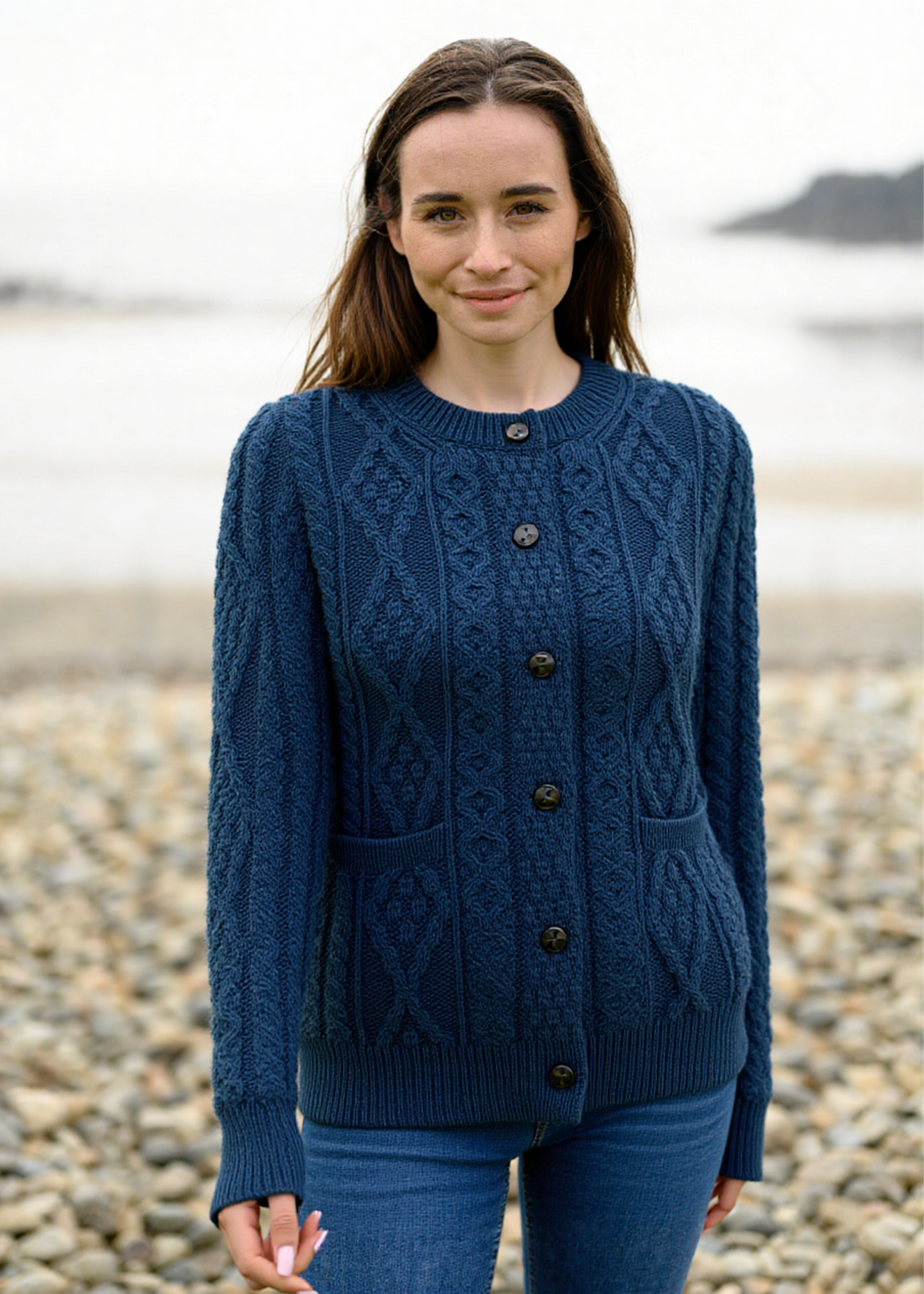 Ladies Aran Cardigan | Black Watch