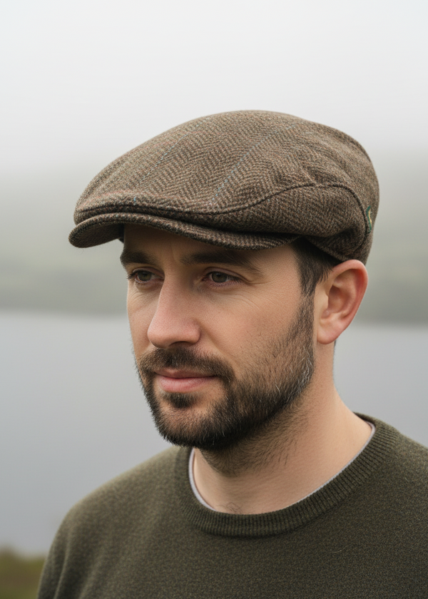 Mucros Trinity Cap | Brown Herringbone