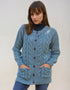 Merino Lumber Aran Cardigan | Aqua