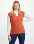 Aran V Neck Vest | Orange - Clearance