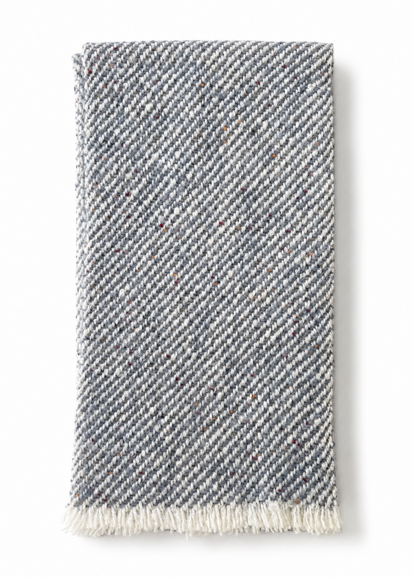 Mucros Aran Scarf | Merino Wool Alpaca Scarf | Denim Mix