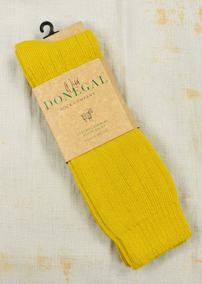 Wild Donegal Cashmere Blend Socks | Yellow | Luxury Irish Knitwear