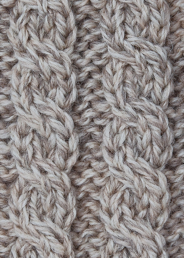 Men's Aran Merino Wool Button Collar Sweater | Wicker - Clearance