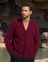 Aran Men's Shawl Button Cardigan | Wine - Clearance