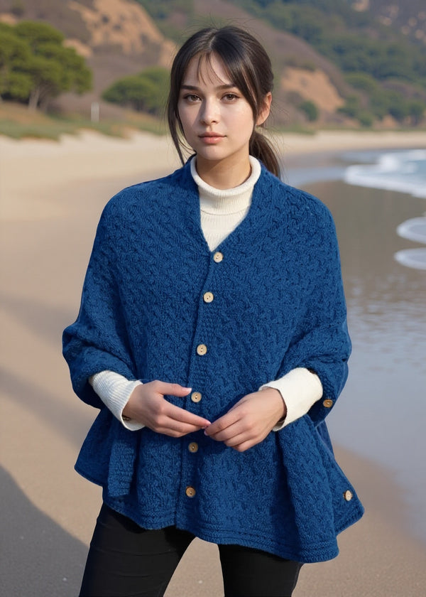 Glenbeigh Aran Cape | Ink Blue 