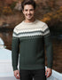 Men's Aran Fairisle Sweater | Army Green