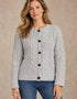 Women's Aran Cable Knit Cardigan - Grey | 100% Merino Wool