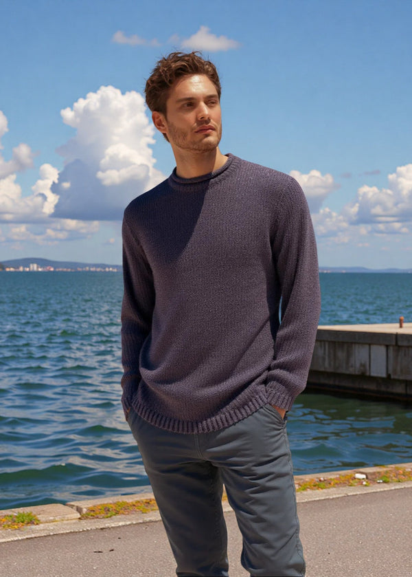 Fisherman Sweater | Purple Fleck