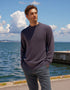 Roll Neck Merino Wool Fisherman Sweater | Purple Fleck
