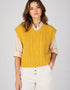 IrelandsEye Damen-Aran-Weste mit V-Ausschnitt | Sonnenblume