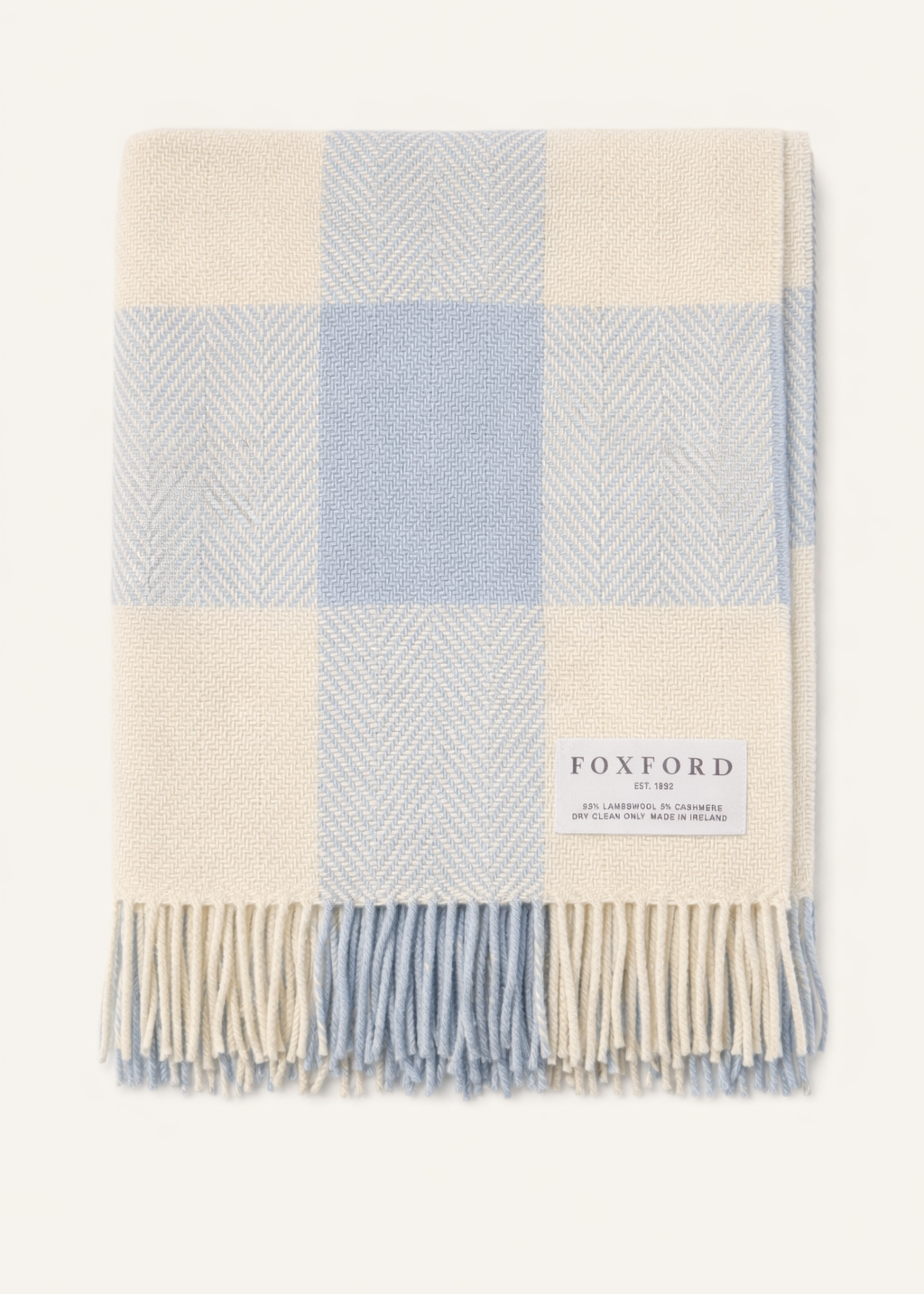 Foxford Cashmere Lambswool Noah Throw | Blue Natural Block
