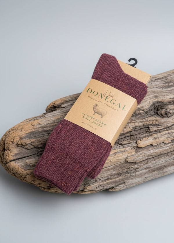 Men's Donegal Silk Wool Socks | Bordo