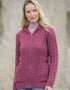 Aran Women's Hooded Pocket Cardigan | Berry