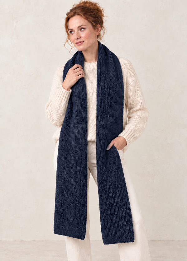 100% Merino Wool Giant Scarf | Navy