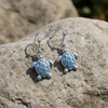 Drop Turtle Earrings With Blue Swarovski® Crystals