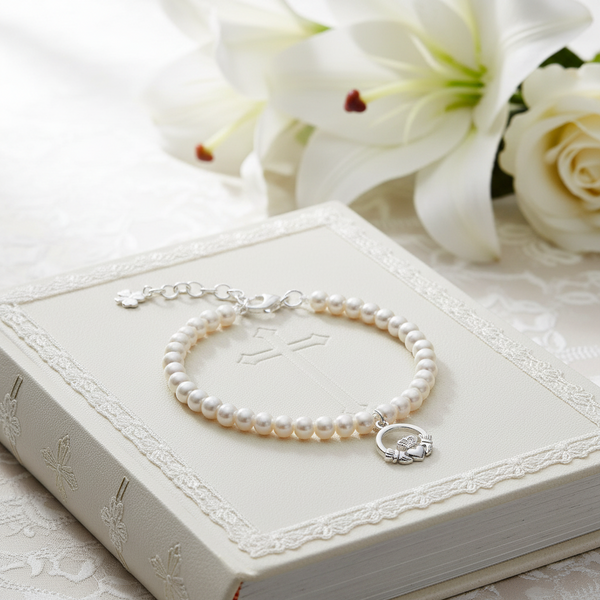 Communion Pearl Claddagh Bracelet