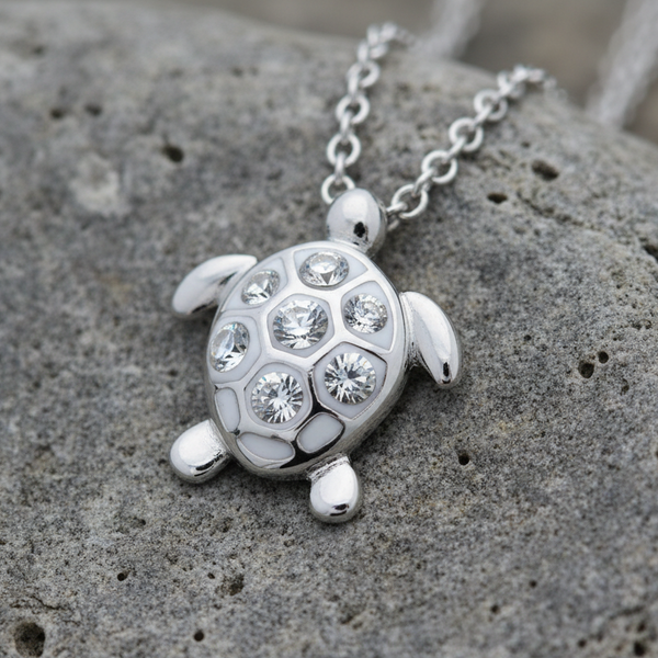 Turtle Pendant With Clear Swarovski® Crystals