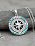 Abalone Compass Necklace With Aqua Swarovski Crystals