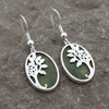 Connemara Marble Tree of Life Sterling Silver Drop Earrings - Irish Hallmarked