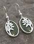 Boucles d'oreilles pendantes en argent sterling et marbre du Connemara, motif Arbre de Vie - Poinçonnées irlandaises
