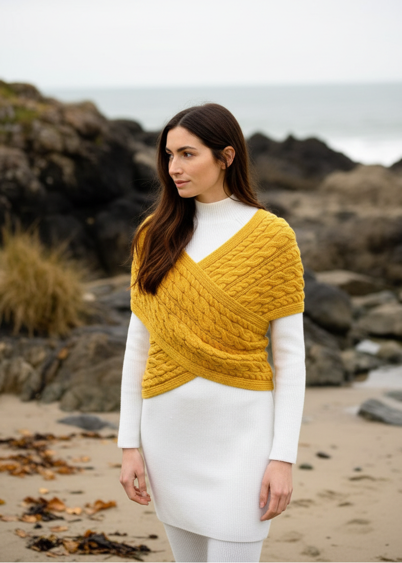 Aran Crossover Wrap | Sunflower