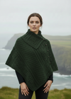 Aran Tipperary Cowl Neck Poncho | Green