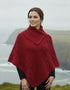 Aran Tipperary Cowl Neck Poncho | Red - Clearance