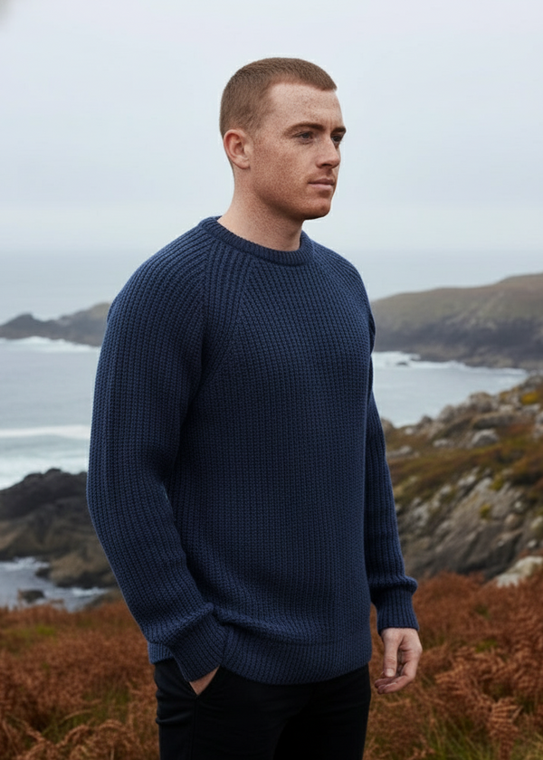 Fisherman Rib Merino Sweater | Denim Marl 
