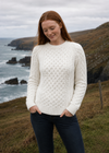 Ladies Slim-Fit Aran Sweater | Premium Merino Wool | Natural
