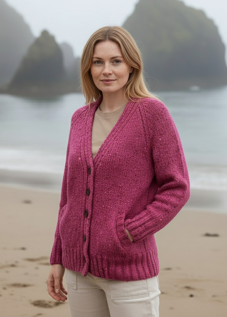 Ladies Tweed Cardigan | Pink