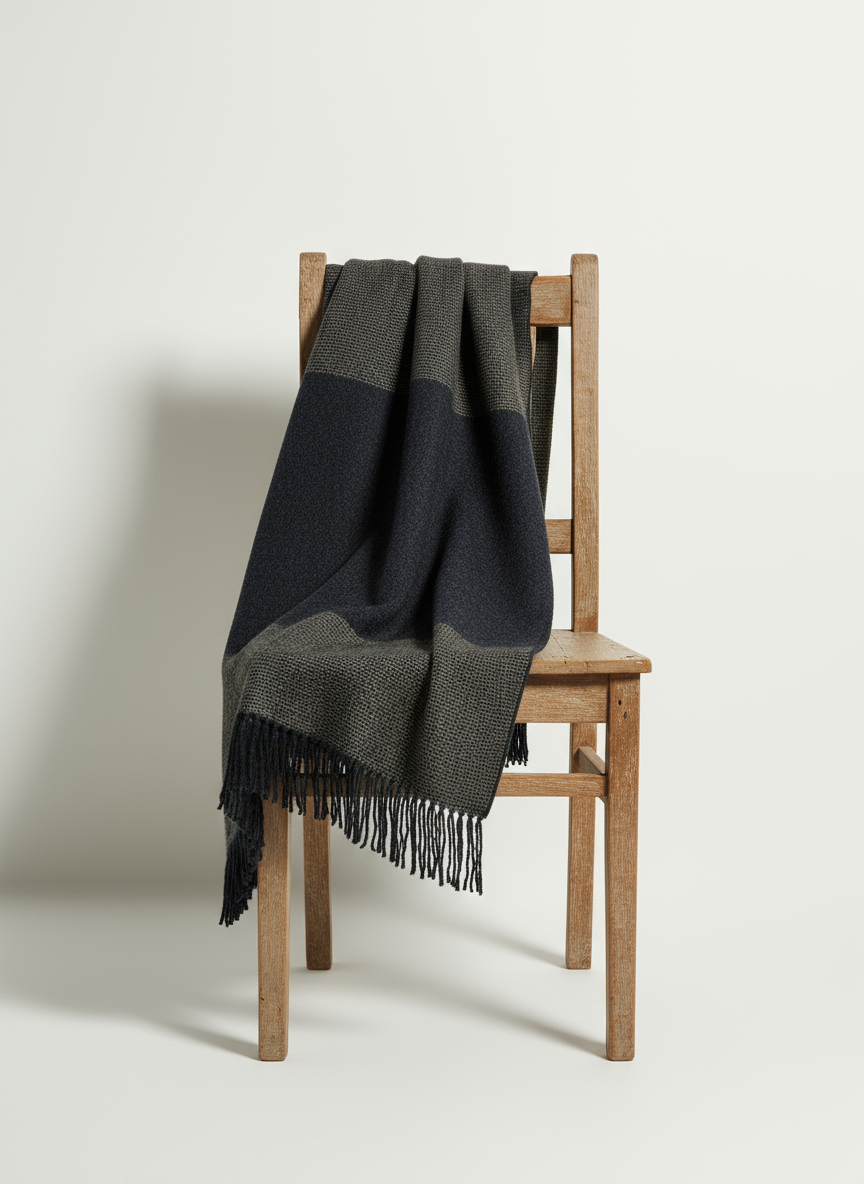 McNutt Cashmere & Merino Throw | Charcoal & Sunshine