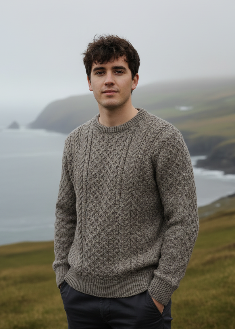 Men's Traditional Aran Sweater | 100% Super soft Merino Wool