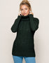 Merino Wool Polo Neck Aran Sweater | Army Green - Clearance