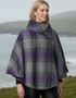 Mucros Poncho | Charcoal Lavender Stripe | 100% Wool Tweed