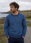 Saol Men's Fisherman Rib Crew Neck Sweater – Navy Green Mix