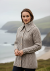 Super Soft 100% Merino Wool Aran Cardigan | Oat