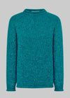 Women's Turquoise Roll Neck Fisherman Sweater | 100% Merino Wool 