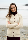 Aran Merino Wool Cable Knit Cardigan | Natural