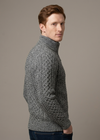 Aran Cable Knit Half Zip Sweater - 100% Merino Wool | Slate