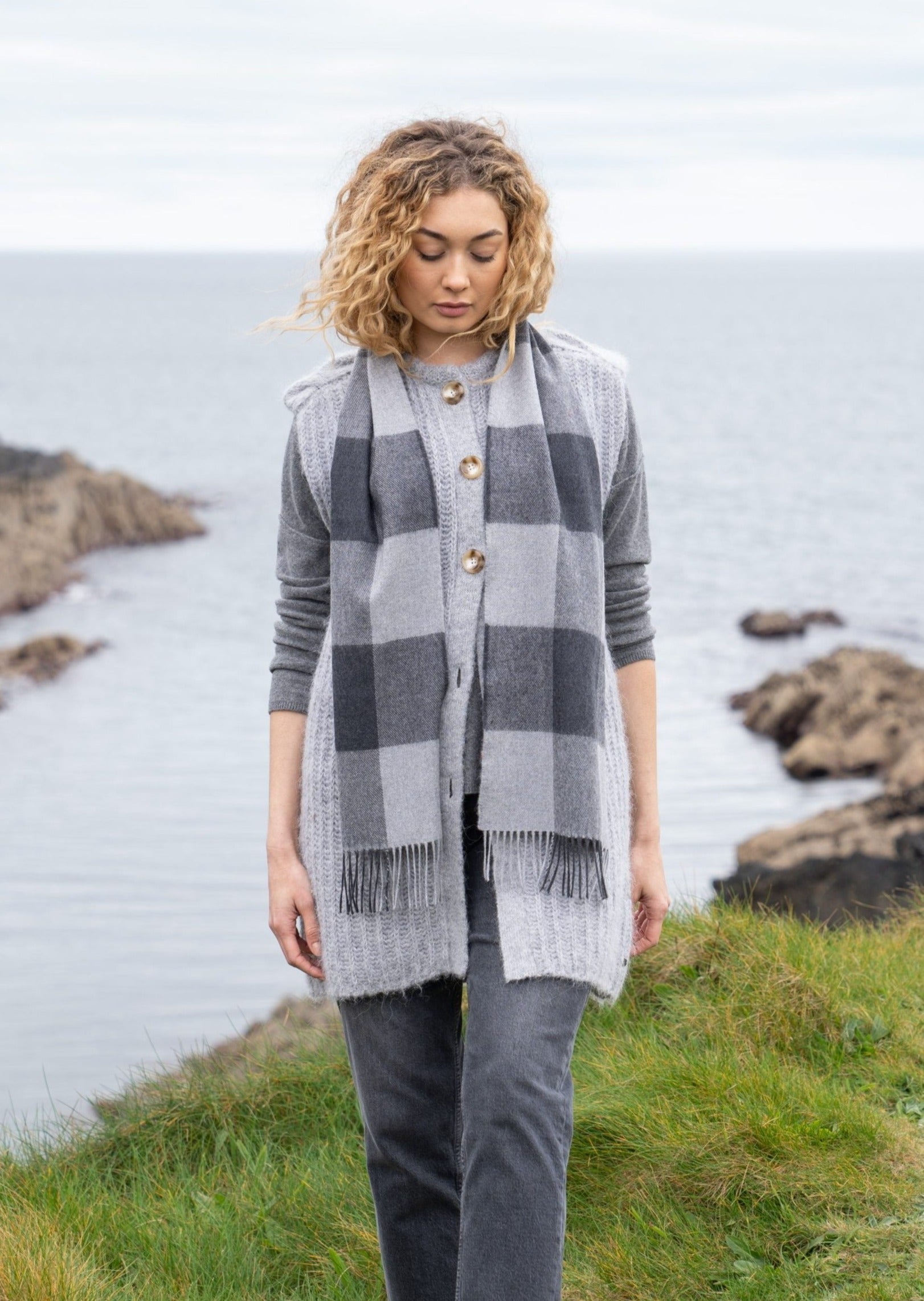 John Hanly Merino Scarf | Grey Mix