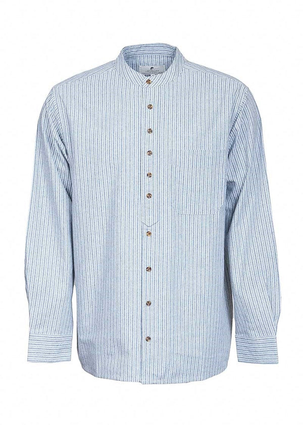 Vintage Cotton Grandfather Shirt – Ivory Pin Stripe
