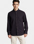 Lee Valley Cotton Grandfather Shirt | Black with Red / Brown Stripe