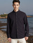 Lee Valley Cotton Grandfather Shirt | Black with Red / Brown Stripe
