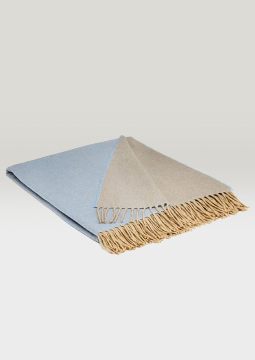Mcnutt 100% Cashmere Blue and Sand Throw