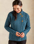 Aran 3 Buttons Trellis Cardigan | Irish Sea