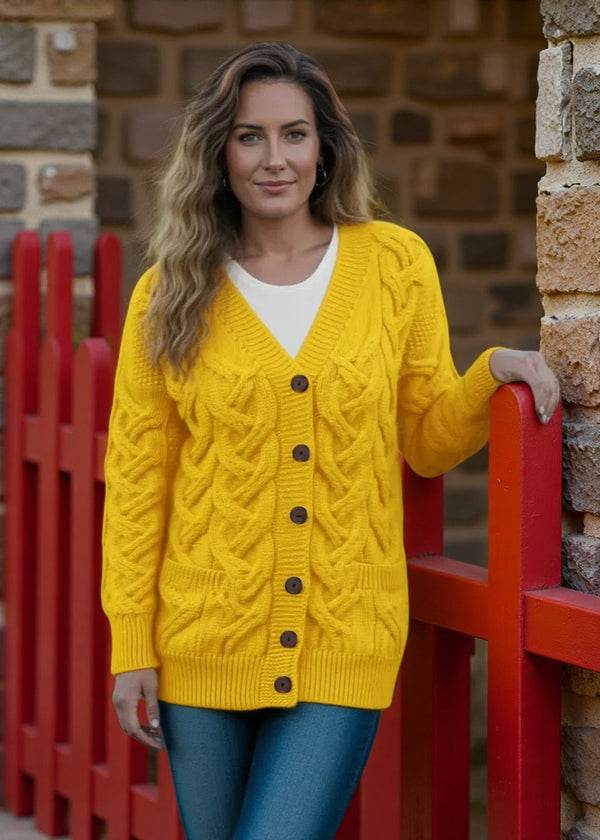 Downpatrick Ladies Aran Cardigan | Sunflower