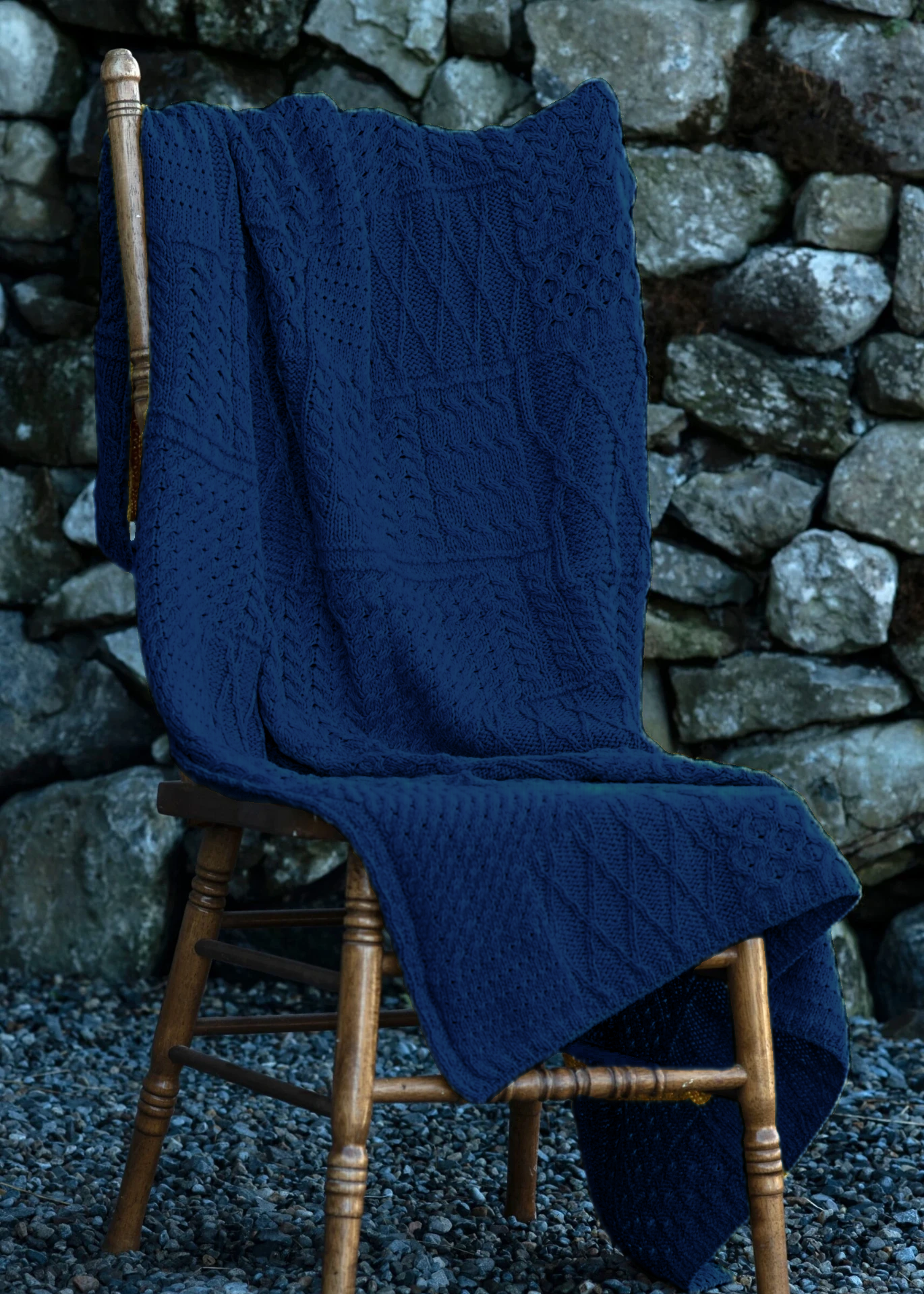 Aran Patchwork Blanket | Navy